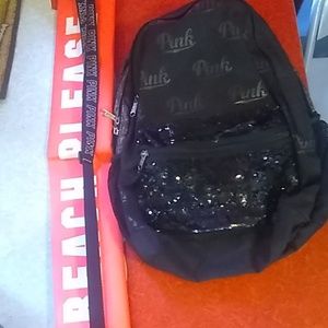 VS black sequin Backpack and beach please tote